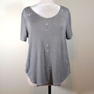 Knapp Studio NEW Top Black White Mini Stripe Beads Anchors Sailing Boating Large